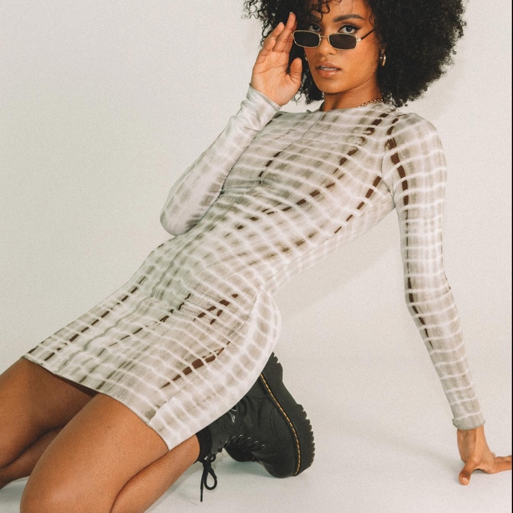 Princess Polly Joani Tie Dye Mini Green Dress